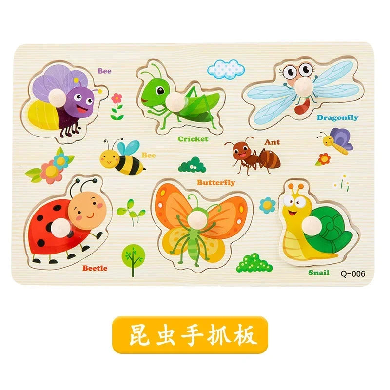 Wooden Puzzles for Toddlers Montessori Baby Learning Alphabet Number Shape Puzzle Toys Kids Educational Matching Board Wood Game