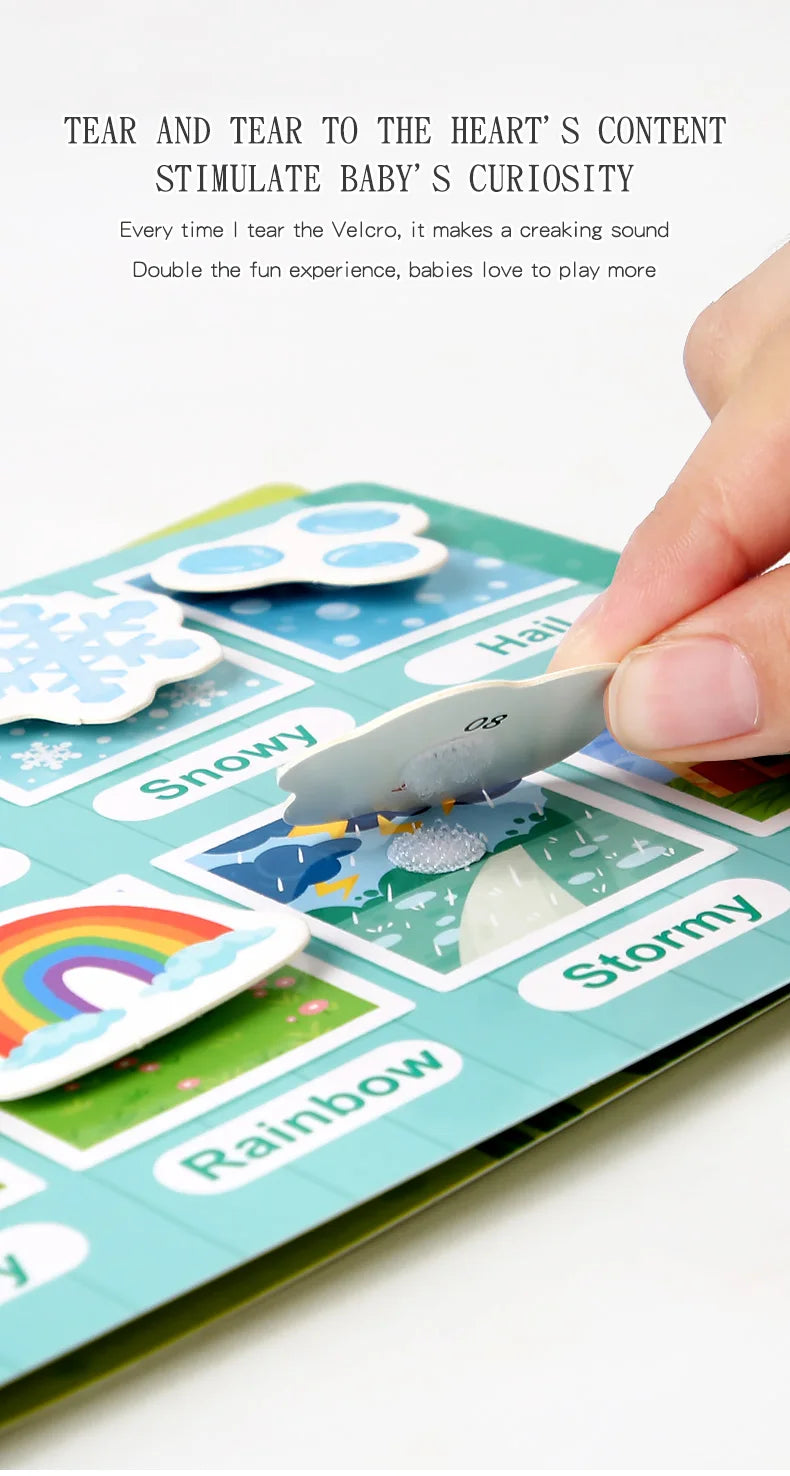 New Montessori Scene Stickers for Children DIY Hand-on Puzzle Reusable Books Cartoon Learning Cognition Toys for Kids Gift