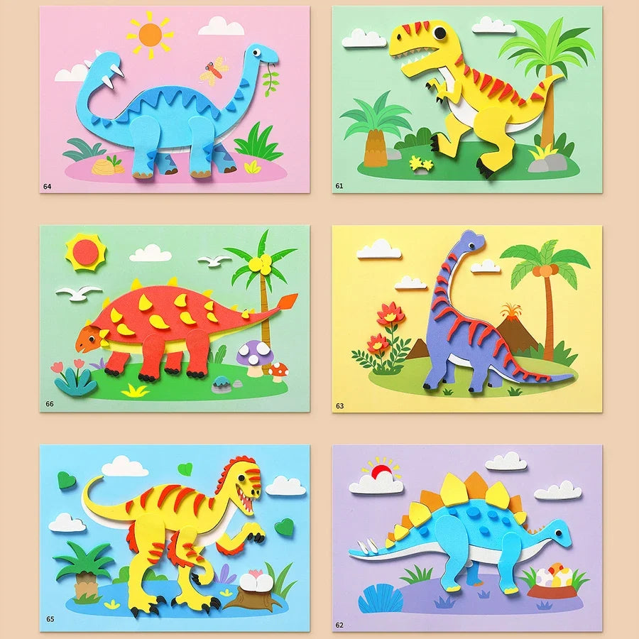 6pcs/set 3D EVA Foam Sticker DIY Cartoon Princess Animal Puzzle for Children Kids Multi-patterns Styles Toys for Children Gift