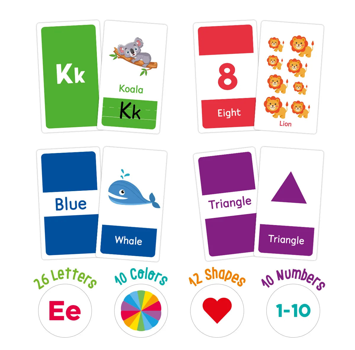 58PCS ABC Alphabet Flashcards Montessori Early Education Toys Baby  Shapes Animals Learning Cards Games Puzzles For Kids Gifts