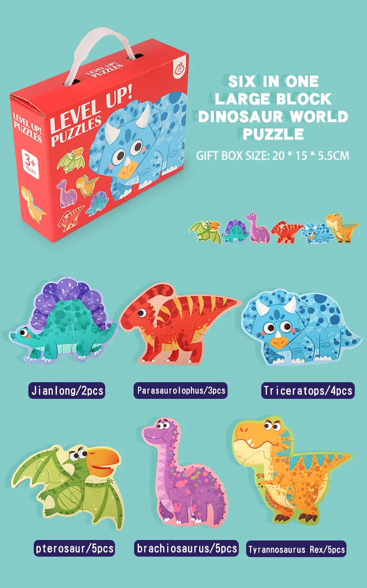 Wooden Jigsaw Puzzle Kids Toy Cartoon Animal Jigsaw Puzzles Game Early Educational Toys Gift Set for Children