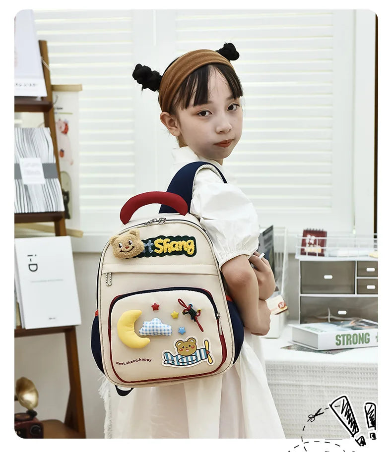 Cute School Bag for Girls Adorable Cartoon Bear Backpack Toddler Kids Backpack Lightweight Kindergarten Boys Children's Bag Gift