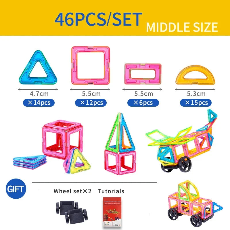Magnet Building Tiles Magnetic Blocks Construction Set DIY Montessori Educational Toy Gifts for Preschool Boys Girls Toddlers