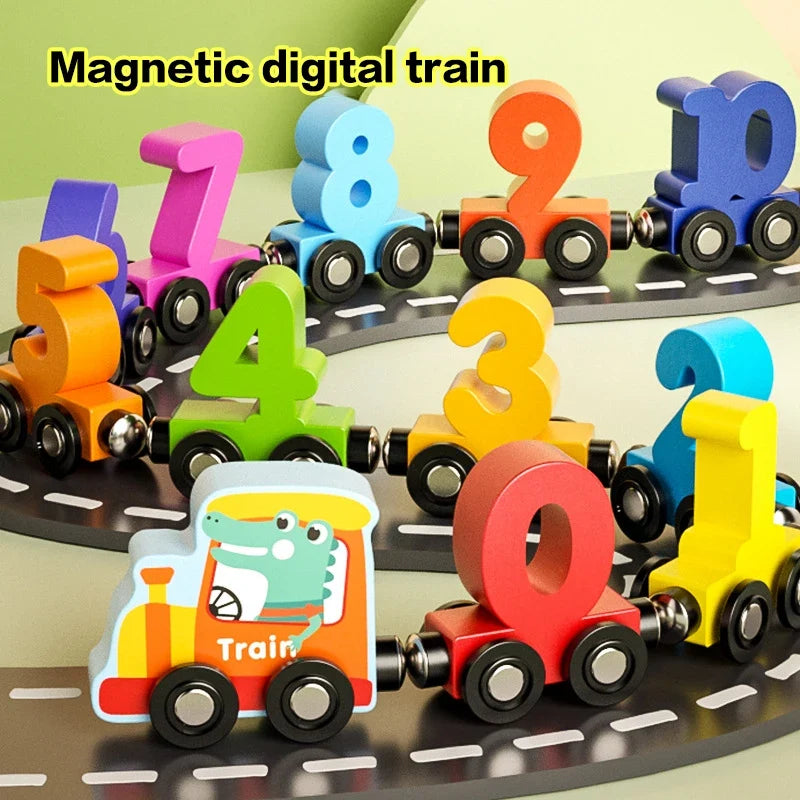 Wooden Magnetic Number Train Set – Montessori Learning Toy for Toddlers