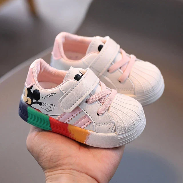 Mickey Minnie Children Casual Shoes Girls Boys Sneakers Kids Breathable Soft Sport Shoe Baby Toddler Outdoor Sneaker Spring