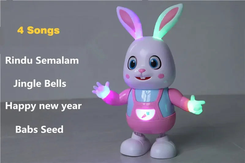 Robot Rabbit Dancing Sing Song Electronic Music Animal Beat Drum With LED Cute Desktop Model Toy Children Birthday Gift