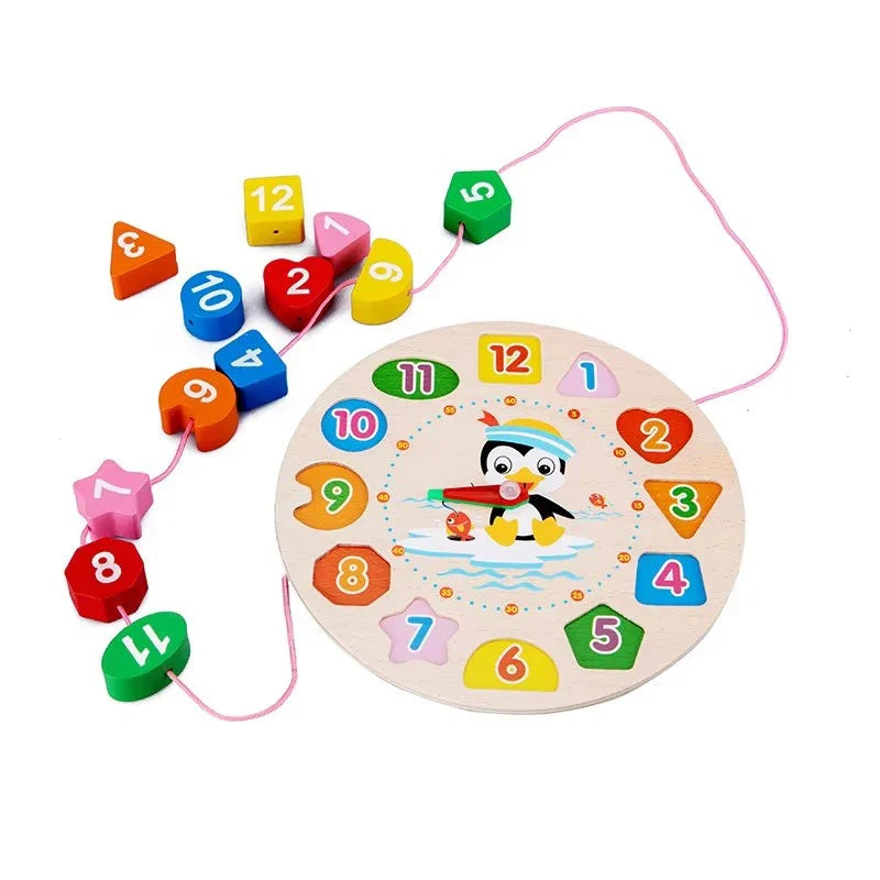 Children Wooden Toys Shape Matching Kids Montessori Early Education Toy Clock Rainbow Tower Caterpillar Around Beads Gifts TMZ