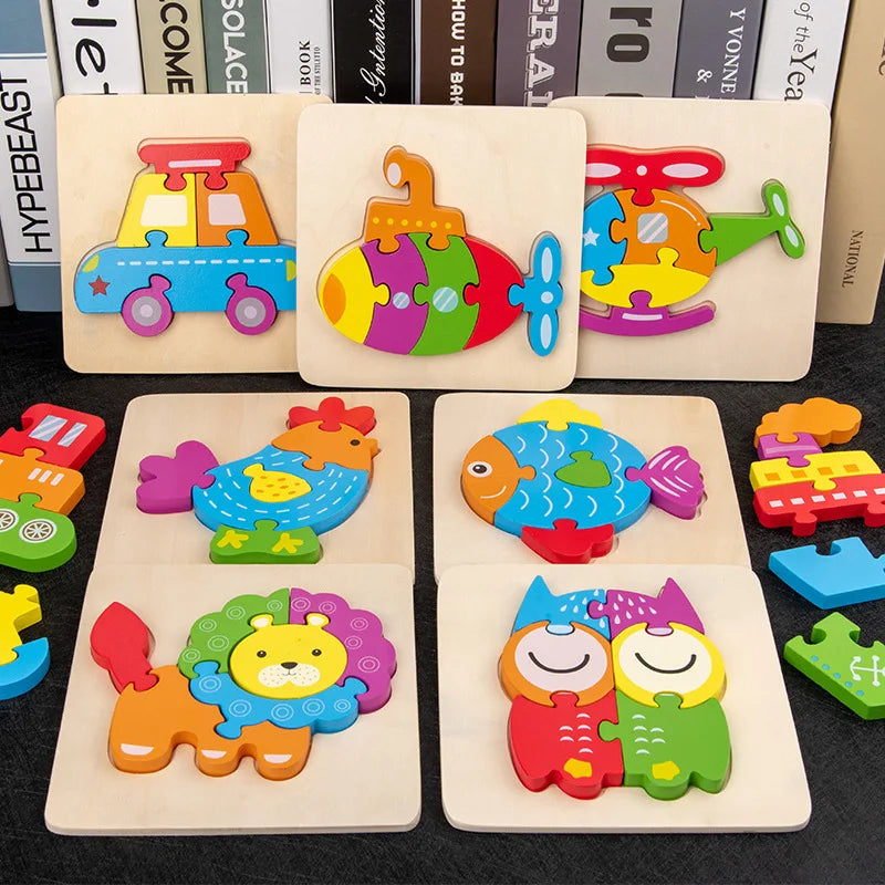 Wooden 3D Puzzle for Kids Montessori Educational Toys Baby Learning Toys Brain Development Puzzle Board Childrens Early Learning