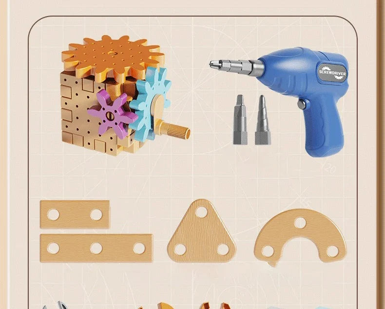 DIY Nut Hand Disassembly Assembly Puzzle Simulated Screwing Toolbox Early Educational Kids Toy Shape Insert Blocks Toys For Boys