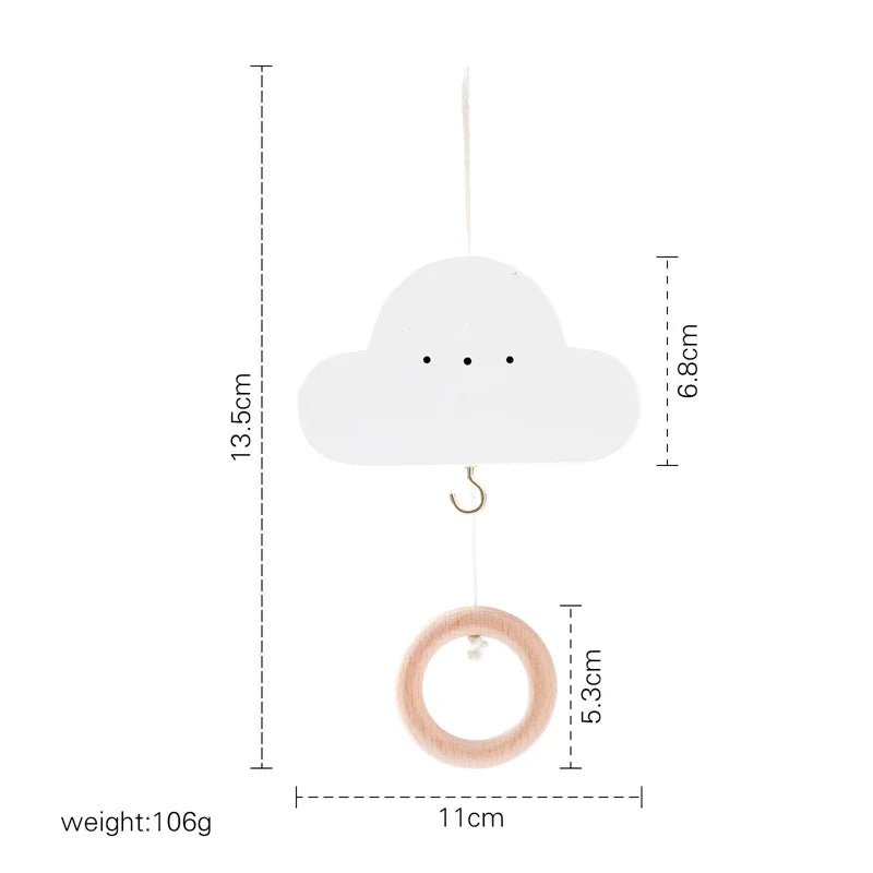 Baby Wooden Bed Bell Cartoon Rabbit Mobile Hanging Rattles Toy Hanger Crib Mobile Bed Bell Wood Toy Holder Arm Bracket Kid Gifts