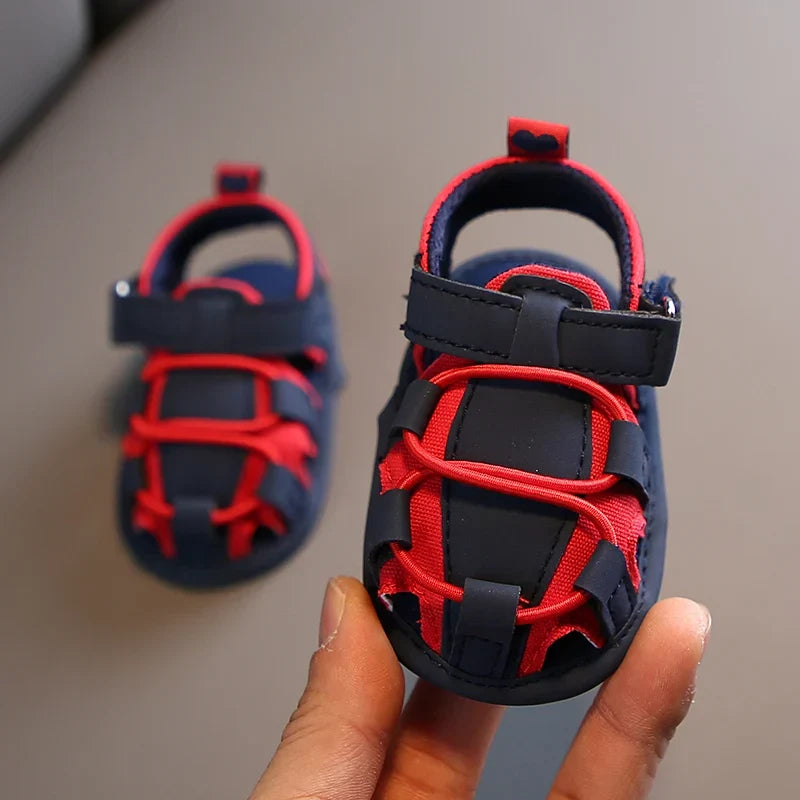 VALEN SINA Summer New Kids Newborn Baby Boys Fashion Summer Soft Crib Shoes First Walker Anti Slip Baotou Sandals Shoe