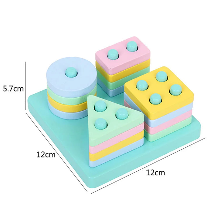 Children Wooden Toys Shape Matching Kids Montessori Early Education Toy Clock Rainbow Tower Caterpillar Around Beads Gifts TMZ