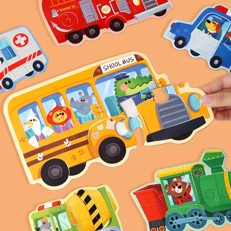 Wooden Jigsaw Puzzle Kids Toy Cartoon Animal Jigsaw Puzzles Game Early Educational Toys Gift Set for Children