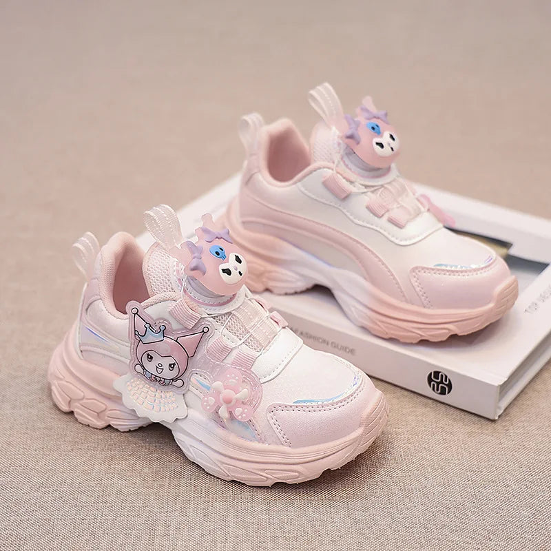 Princess-Themed Spring 2025 Children's Sports Shoes For Girls With Illuminating Buttons Breathable Design For School Campus