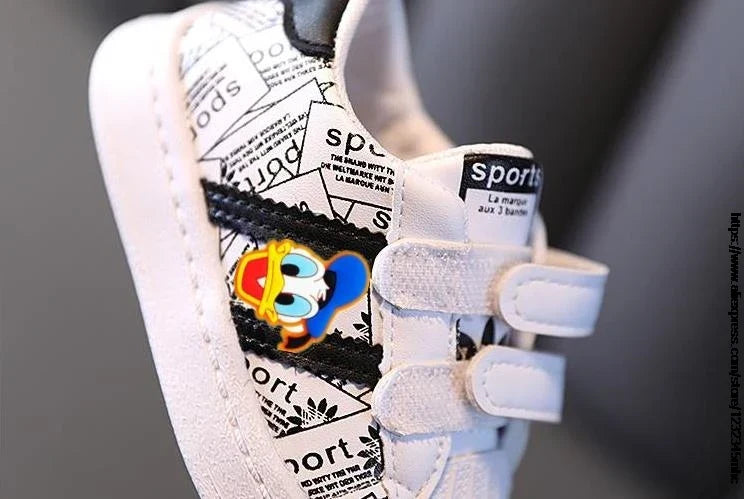 Toddler Baby Sneakers Mickey Minnie Child Boys Girls Infant Sport Shoes Spring 1~6 Years Old Kids First Walker Soft White Shoe