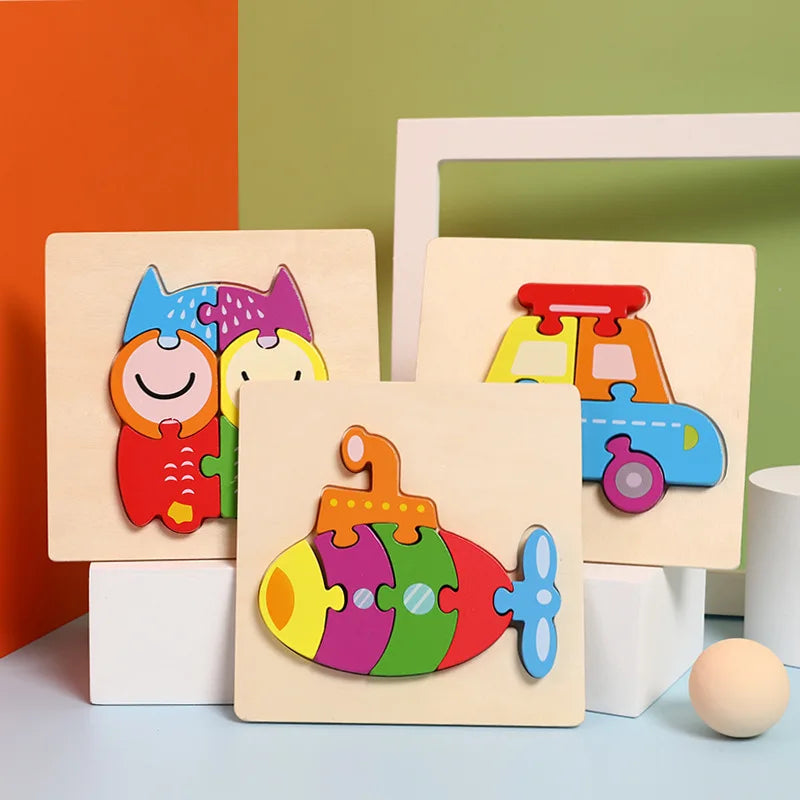 Wooden 3D Puzzle for Kids Montessori Educational Toys Baby Learning Toys Brain Development Puzzle Board Childrens Early Learning