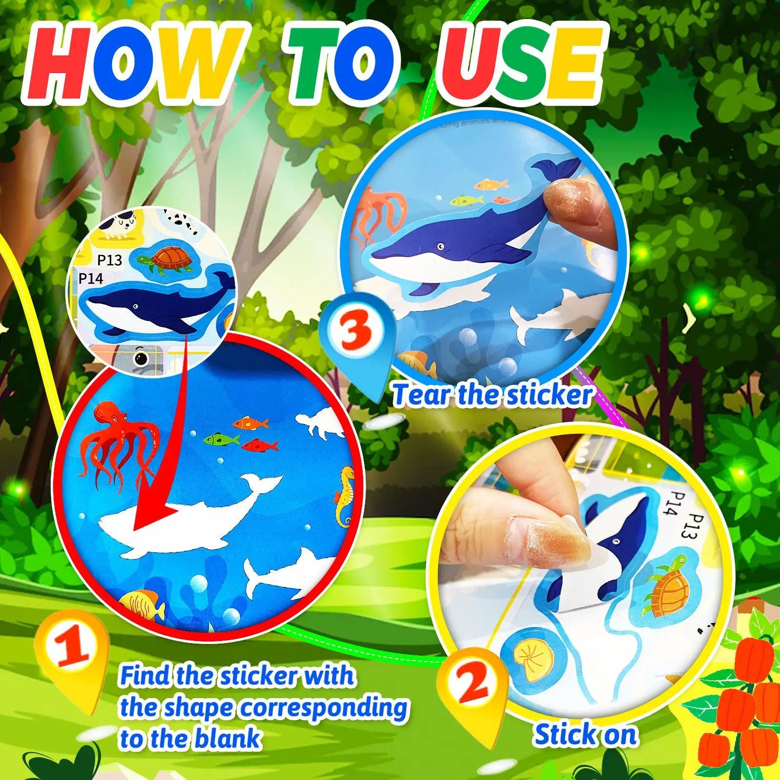 Cognitive Game Kawaii Sticker Book Educational DIY Hand-on Puzzle Cartoon Animals Life Skill Learning Toddler Toys For Kids