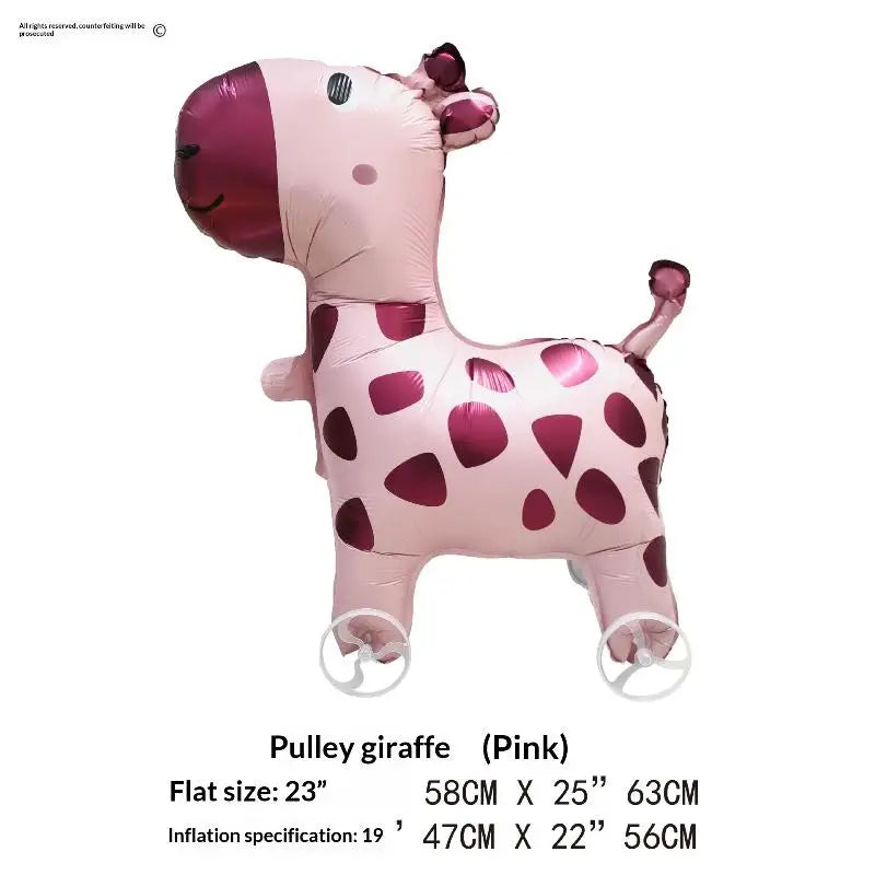 4D Cartoon Foil Balloons Elephant Stand Walking Balloon With Wheel For Kids Birthday Party Decoration Baby Shower