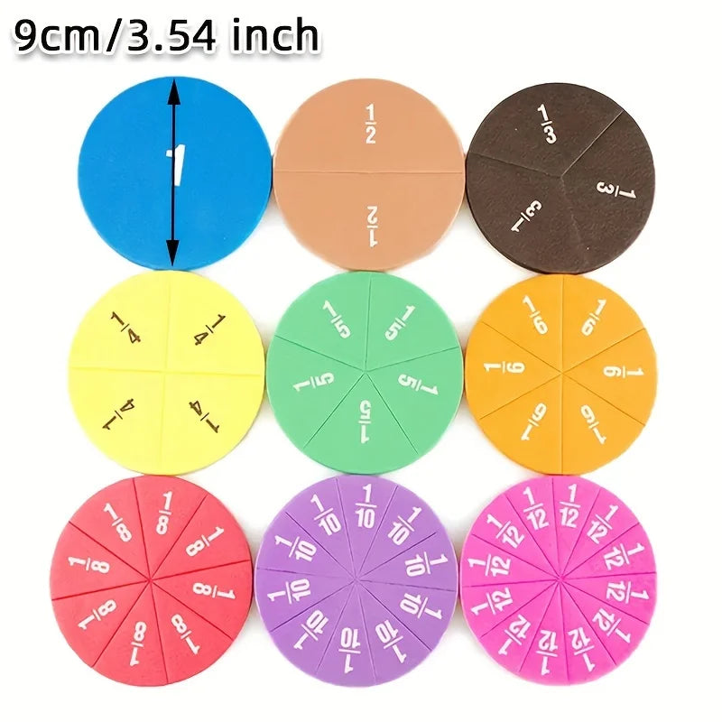 Interactive Fraction Math Manipulatives - 9PCS EVA Score Addition and Subtraction Calculation Demo for Students STEM Education