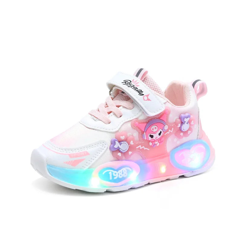 2025 Frozen Princess New Infant Tennis LED Colorful Lighted Girls Sneakers Classic Glowing Lovely Baby Casual Shoes Toddlers