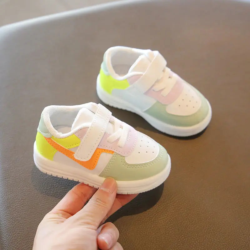 2024 new white shoes breathable baby boys' walking shoes color blocked baby girls' soft soled baby shoes baby shoes boy