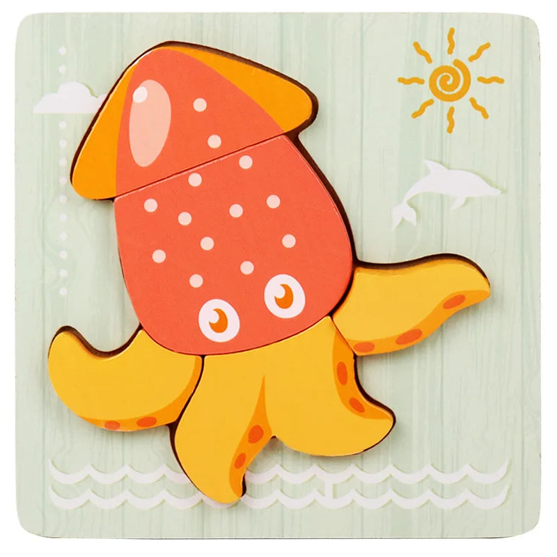 Wooden Baby 3d Puzzles For Kids Child Montessori Toys Dinosaur Animal Wooden Puzzle Game Educational Toys For Children P407