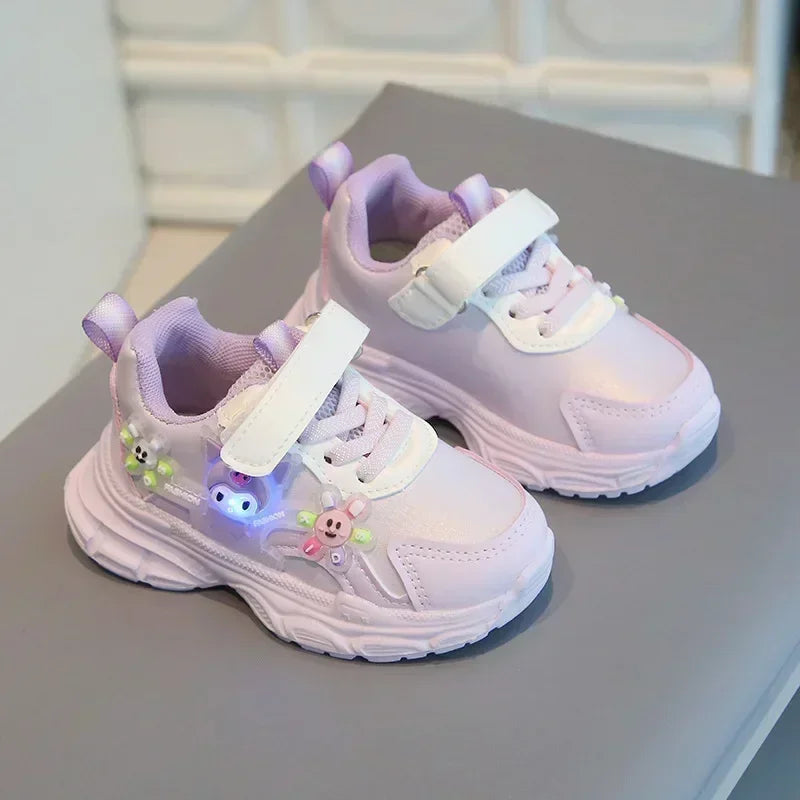 Sanrio hello kitty  cartoon running shoes children casual shoes lights kuromi Autumn and winter LED sneakers sports shoes