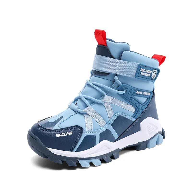 Childrens Snow Boots New Fashion PU Winter Warm Casual Sports Shoes Outdoor High Top Anti Slip Kids Hiking Boots for Boys