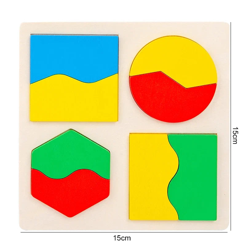 Wooden Puzzle Shape Matching Board Baby Montessori Early Education Toys Wooden Handgrip Board Educational Toys for Children TMZ