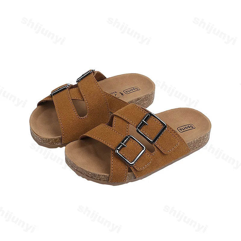 Children's Slippers 2025 Summer New Comfortable Non Slip Outdoor Fashion Boys Slippers Buckle Indoor Girls Kids Large Size 26-36