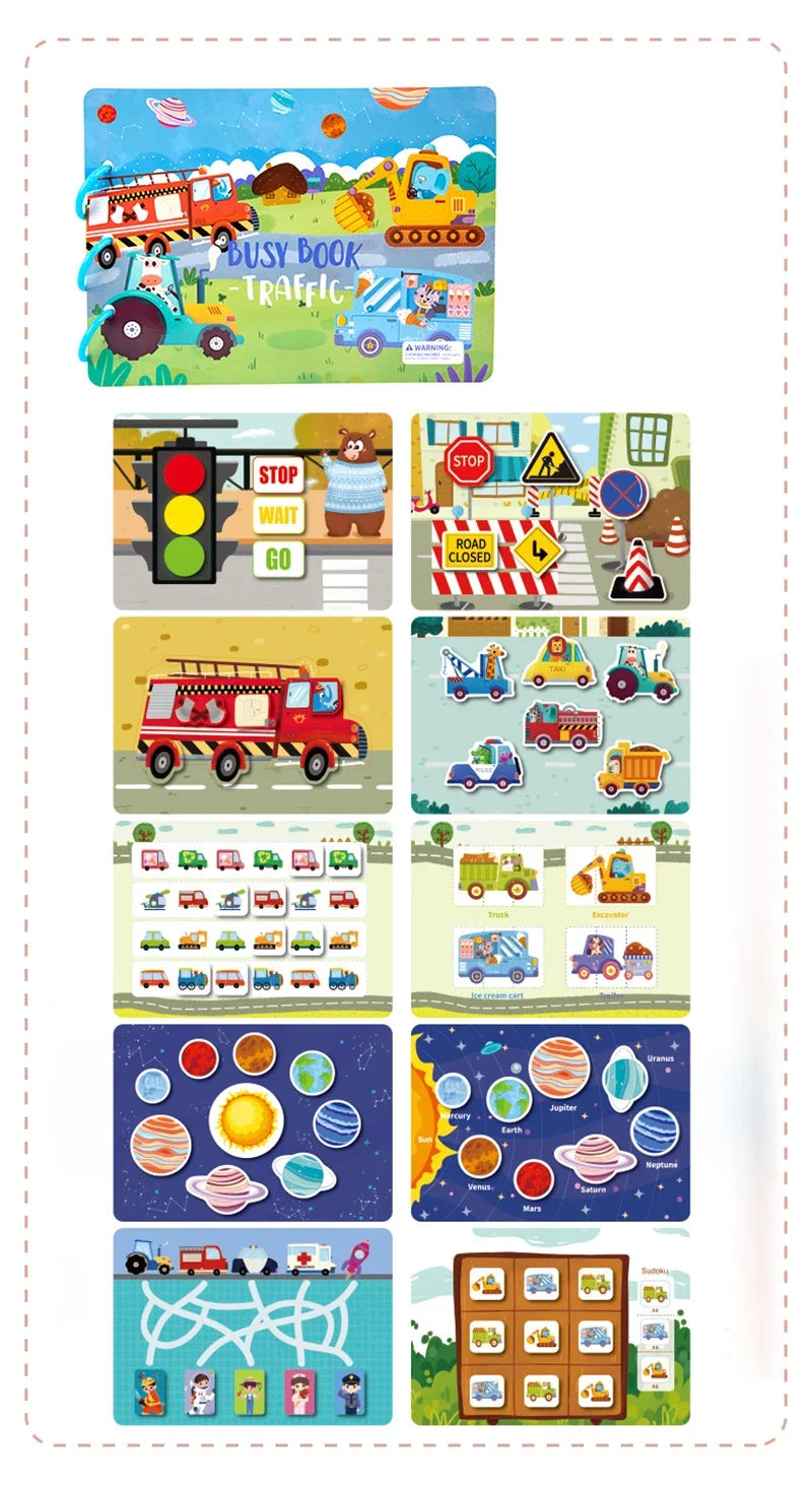 Montessori Busy Book for Kids Toddlers Educational Toys Baby Diy Paste Quiet Book Children Animals Numbers Matching Puzzles Toys