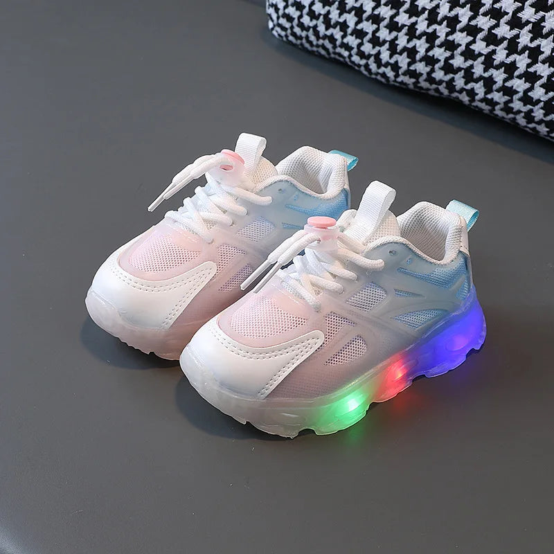 New Girl Sneakers LED Light on Child Shoes Gradient Colors Comfort Soft Sole Anti Slip Boy Shoe Spring Trendy Casual Shoes Niños