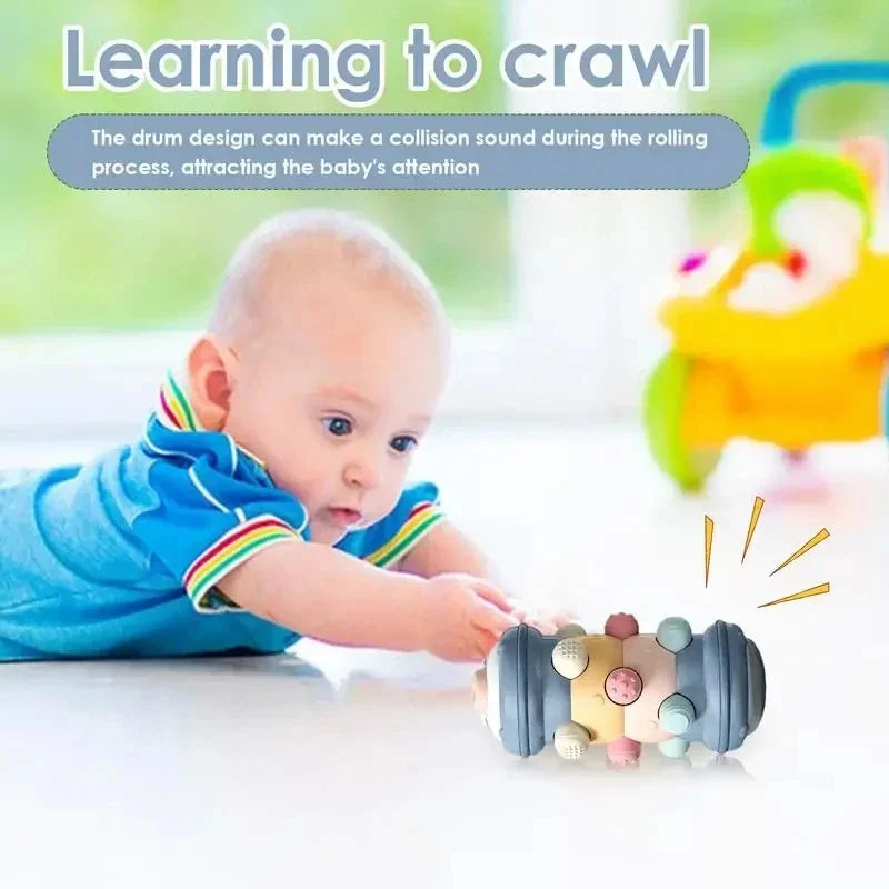 Baby Crawling Roller Montessori Activity Toy with Ball Rattle Games for Babies Development 0 6 12 Months Inflatable Crawling Toy