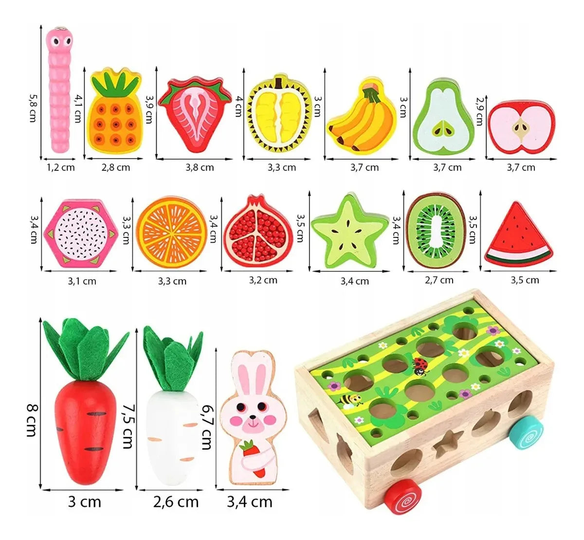 Montessori Toys for Baby Boys Girls1 2 3 4Year Wooden Puzzle Carrot Harvest Toy Game Shape Sorting Educational Toys for Children