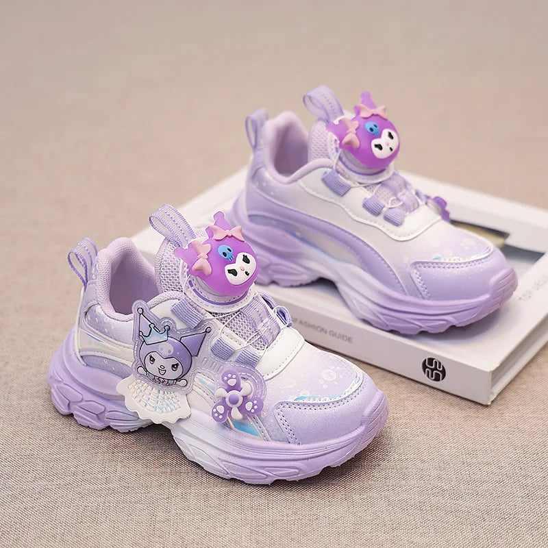 Princess-Themed Spring 2025 Children's Sports Shoes For Girls With Illuminating Buttons Breathable Design For School Campus