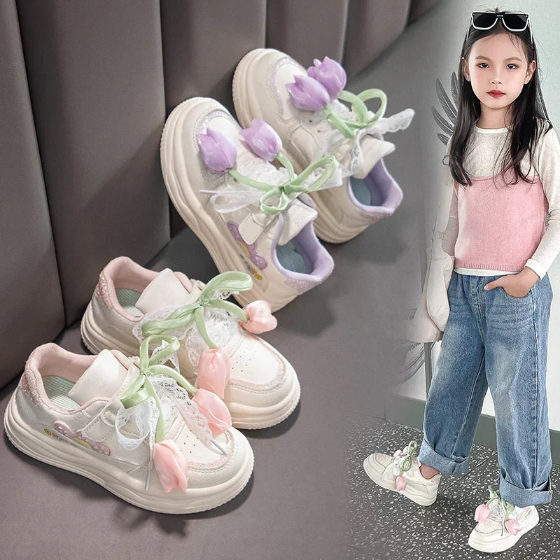 2025 Fashionable Comfortable Spring Autumn Children's Floral Casual Sneakers for Girls Children's Sports Shoe