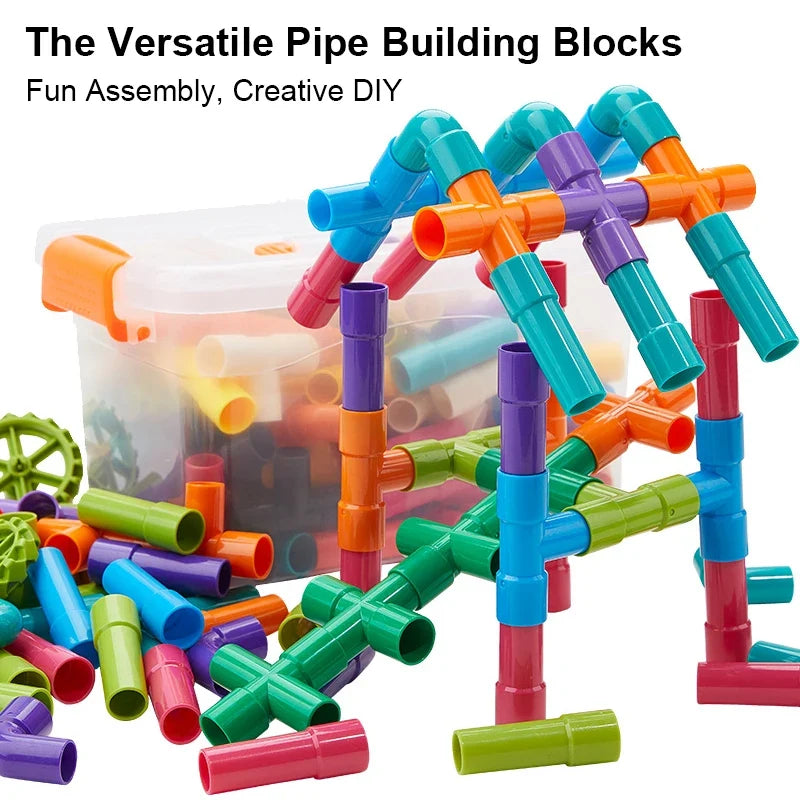 Pipeline building block assembly children's water pipe beneficial intelligence splicing brain toy