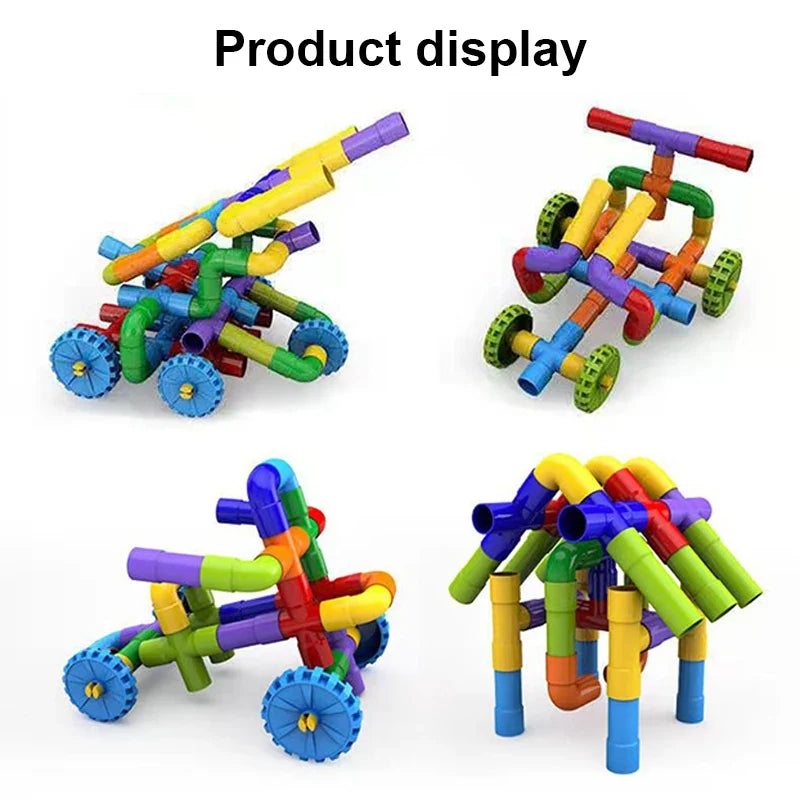 Pipeline building block assembly children's water pipe beneficial intelligence splicing brain toy
