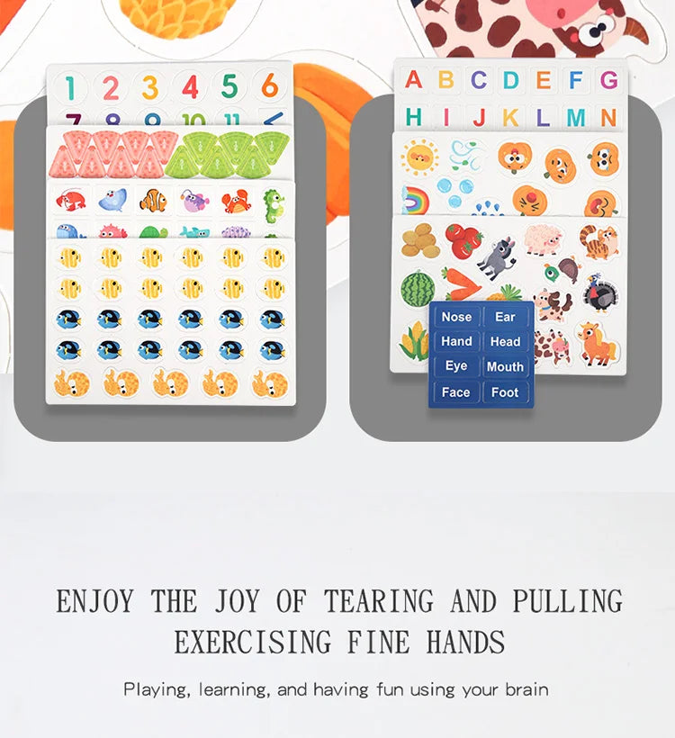 Early Education Puzzle Enlightenment Busy Book, Multiple Themes of Cognitive Tear-Off Toy Book, Early Development of Concentration and Hand-Eye Coordination
