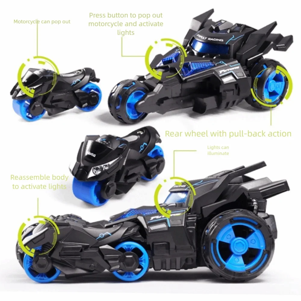1:32 Motorcycle Ejector Car Model Diecast Model Alloy Kids Pull Back Car Toys Sound Light Inertia Simulation Motorcycle Toy