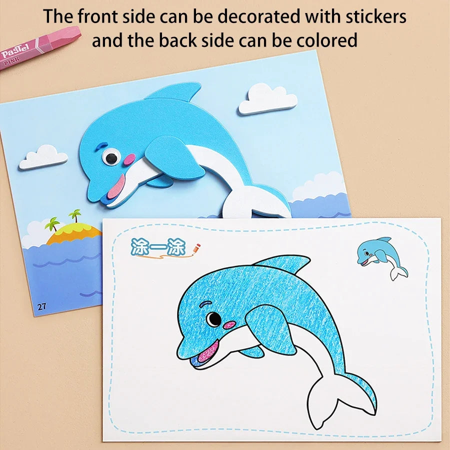 6pcs/set 3D EVA Foam Sticker DIY Cartoon Princess Animal Puzzle for Children Kids Multi-patterns Styles Toys for Children Gift