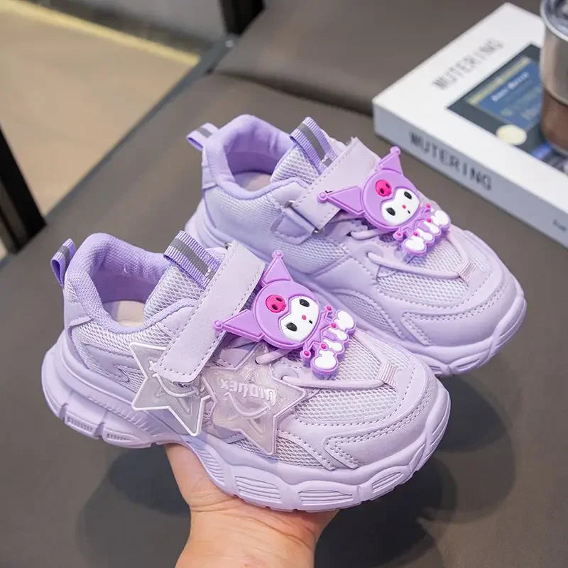 Sanrio Kuromi cute girls breathable, lightweight, comfortable and non-slip cartoon spring and autumn sports mesh running shoes