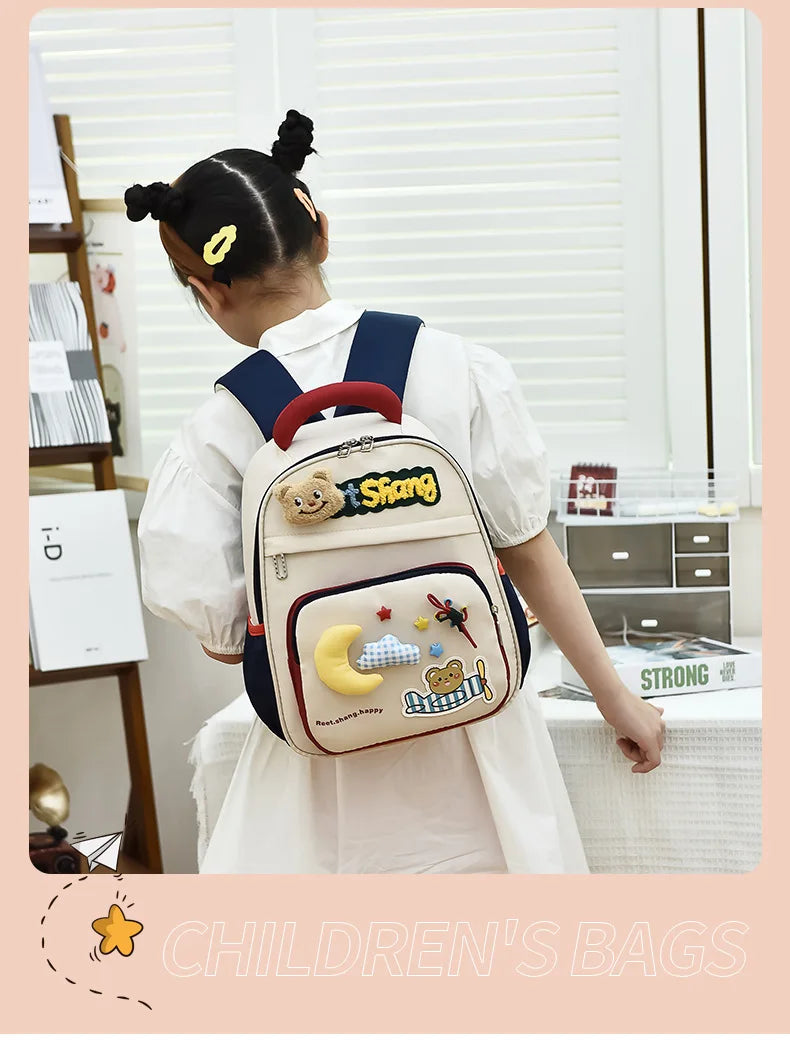 Cute School Bag for Girls Adorable Cartoon Bear Backpack Toddler Kids Backpack Lightweight Kindergarten Boys Children's Bag Gift