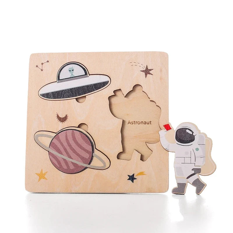 Baby Toys Montessori Wooden Puzzles Toys Cartoon Animal Shape Tangram Jigsaw Block Toys Kids Cognition Learning Educational Toys