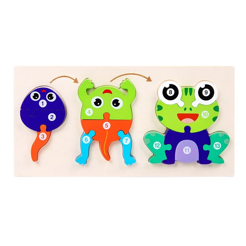 Baby Toy Wooden 3D Puzzle Toys Life cycle puzzle Cartoon Jigsaw For Children Baby Early Education Intelligence for Kids