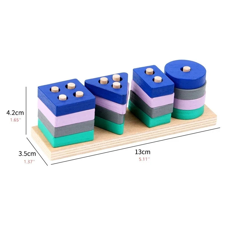 Montessori Toy Wooden Building Block Early Learning Educational Toy Color Shape Match Kids Puzzle Toys For Children Boys Girls