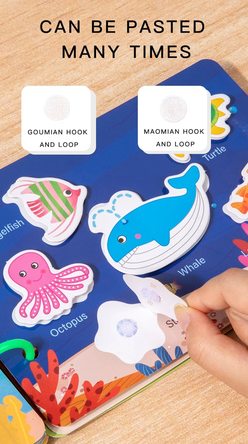 1pc Enlightenment Busy Book Paper Pasting Book Operation Board Baby Learning Children's Quiet Picture Books