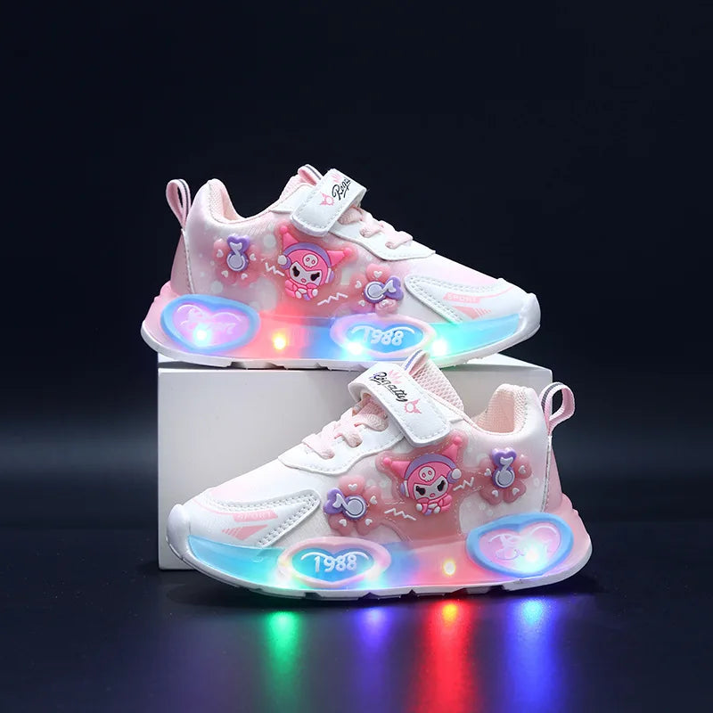 2025 Frozen Princess New Infant Tennis LED Colorful Lighted Girls Sneakers Classic Glowing Lovely Baby Casual Shoes Toddlers