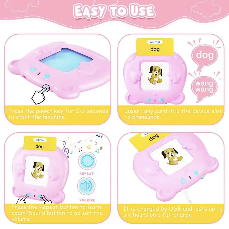 Learning English Flash Cards Machine Electronic Audio Book Toy Montessori Educational Toy for Children Christmas Gift 2026 New