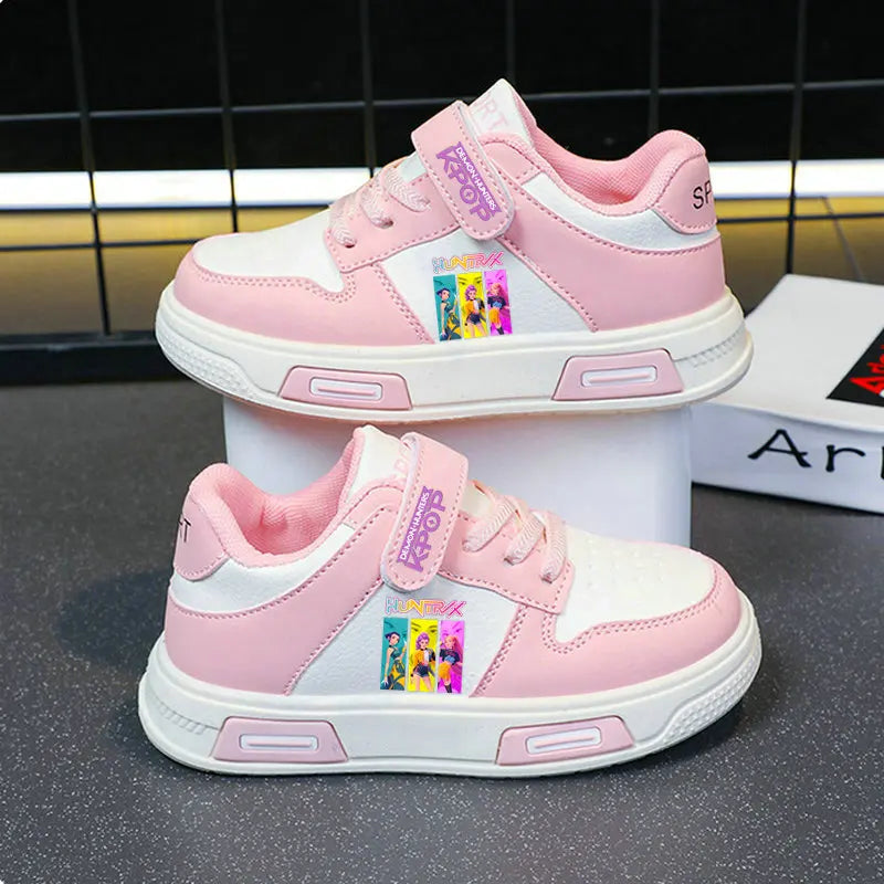 Kpop Demon Hunters Kids shoes Children Sneakers For Girls Shoe Autumn White Shoe Casual Running Shoe Anti Slip Soft Sole Tenis